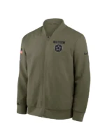 Men's Nike Olive Dallas Cowboys 2025 Salute to Service Sideline Full-Zip Bomber Jacket