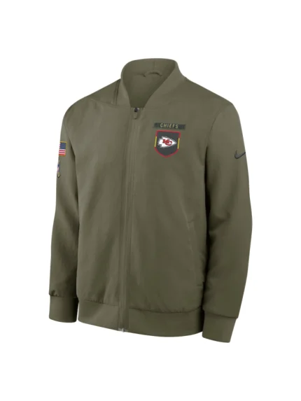 Men's Nike Olive Kansas City Chiefs 2025 Salute to Service Sideline Full-Zip Bomber Jacket Olive