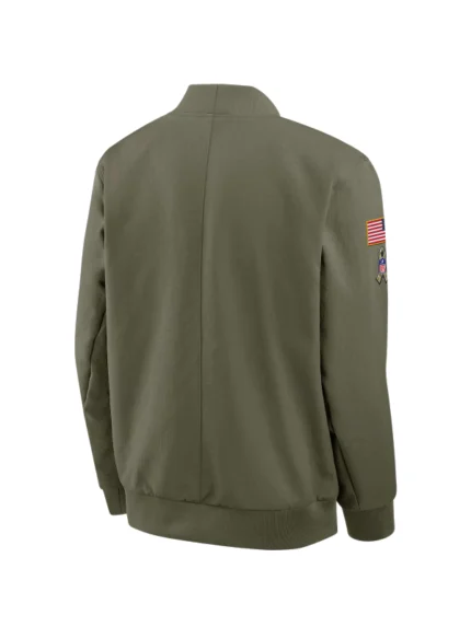 Men's Nike Olive San Francisco 49ers 2025 Salute to Service Sideline Full-Zip Bomber Jacket