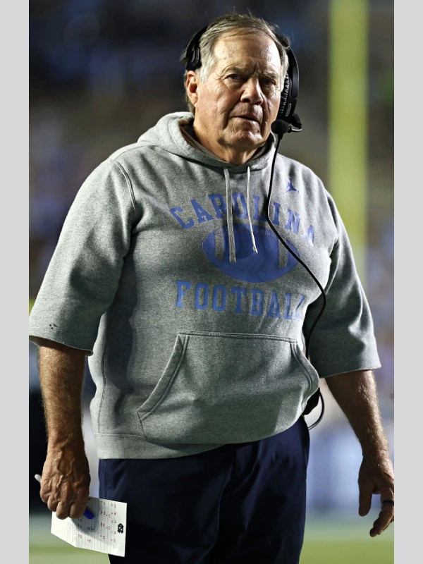 North Carolina Bill Belichick Cutoff Hoodie Grey North Carolina Bill Belichick Cutoff Hoodie Grey