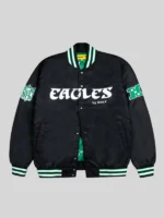 Philadelphia Eagles GOLF WANG Satin Bomber Black Jacket