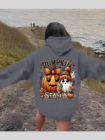 Pumpkin season Ghost Funny Print Oversized Long Hoodie