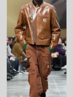 Sacai x Carhartt Leather Jacket Brown