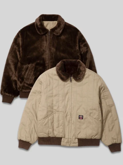 Reversible Quilted Faux Fur Work Jacket