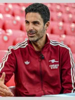 UEFA Champions Mikel Arteta Emirates Fly Better Maroon jacket