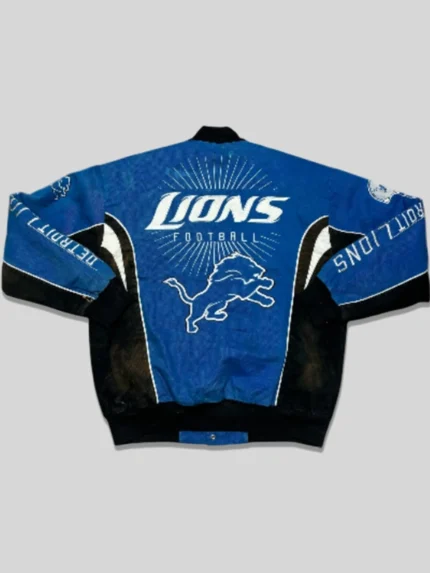 Vintage Detroit Lions Blue Racing Bomber Jacket