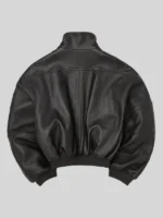 Willy Chavarria Ruff Black Leather Jacket