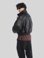 Willy Chavarria Ruff Rider Black Leather Jacket