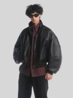 Willy Chavarria Ruff Rider Leather Jacket Black