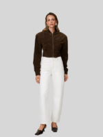 Womens Adoore Cropped Suede Bomber Jacket Brown