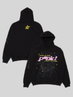 black and pink sp5der hoodie