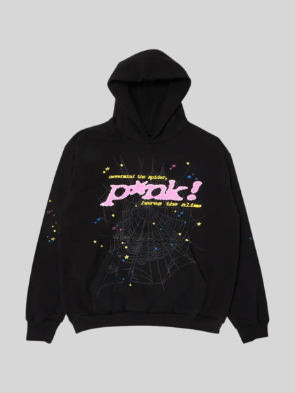 sp5der pink hoodie black