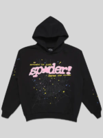 sp5der pink v2 Black hoodie