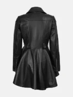 Asymmetrical Black Leather Peplum Jacket For Women