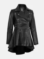 Black Leather Peplum Jacket