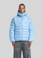 Blue more money more love Puffer jacket