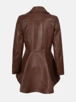 Cognac Peplum Brown Leather Jacket