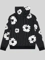 Denim Tears Pinstripe Wreath Zip Hoodie Black