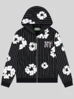 Denim Tears Pinstripe Wreath Zipper Black Hoodie