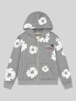 Denim Tears Pinstripe Wreath Zipper Hoodie Grey