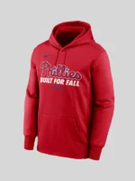 Men's Philadelphia Phillies Nike Red 2025 MLB Postseason Authentic Collection Therma Fleece Hoodie