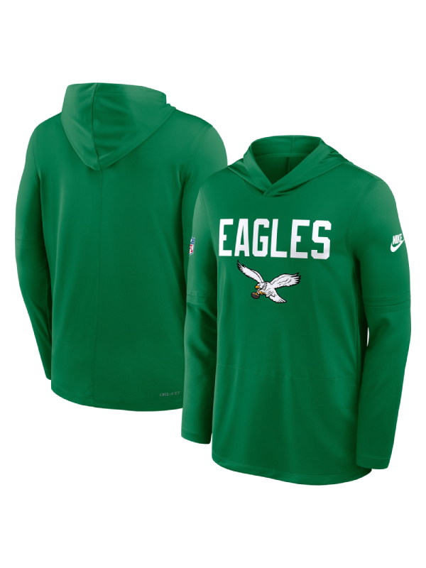 Nike Kelly Green Philadelphia Eagles Dri-FIT Long Sleeve Hoodie T-Shirt Nike Kelly Green Philadelphia Eagles Dri-FIT Long Sleeve Hoodie T-Shirt