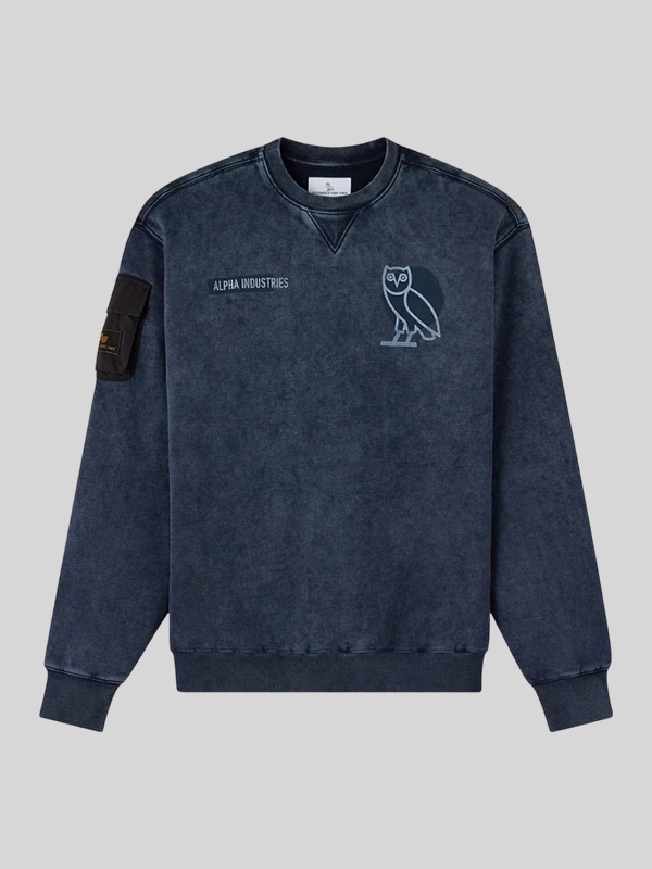 OVO x Alpha Industries Garment Dye Crewneck Sweatshirt OVO x Alpha Industries Garment Dye Crewneck Sweatshirt