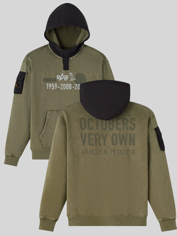 OVO x Alpha Industries Garment Dye Hoodie OVO x Alpha Industries Garment Dye Hoodie