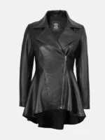 Peplum Black Leather Jacket
