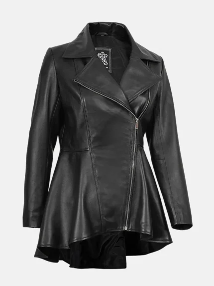 Peplum Leather Jacket For Ladies