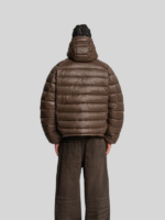 Puffer more money more love jacket Brown