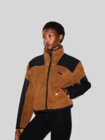 Skims Teddy Boxy Zip-Up Jacket Brown