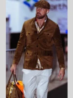 Travis Kelce Cashmere Brown Military Jacket