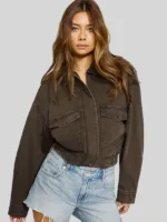 Twill Brown Bomber Jacket Garage