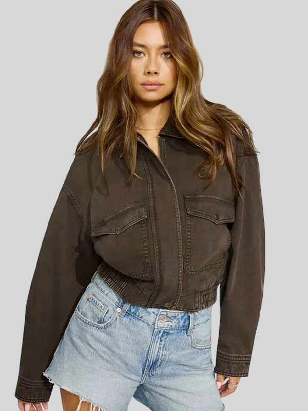 Twill Brown Bomber Jacket Garage Twill Brown Bomber Jacket Garage