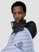 Womens JW Anderson x Moncler Striped Puffer Jacket In Blue