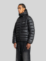 more money more love Black Puffer jacket