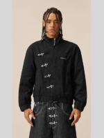 Black Aelfric eden Metal Button Boxy Jacket