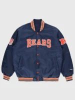 Chicago Bears Golf Wang 2025 Navy Blue Satin Full-Snap Bomber Jacket