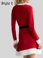 Christmas Holiday Long Sleeve Red Sweater Dress