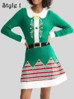 Christmas Holiday Long Sleeve Sweater Dress