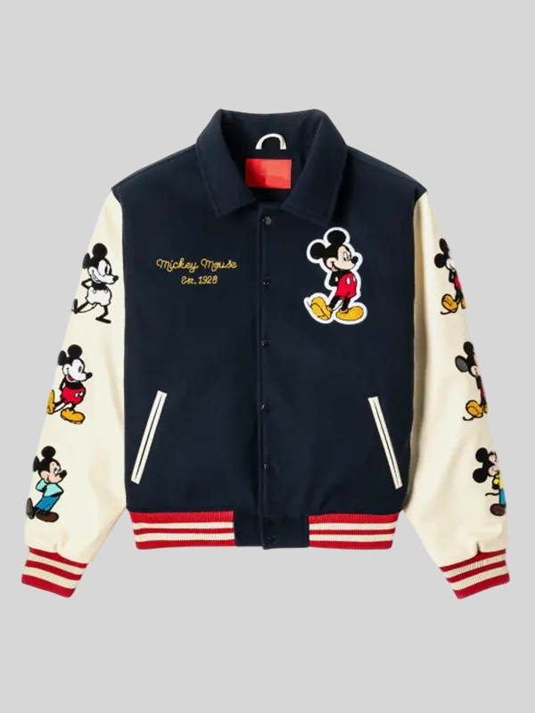 Disney Shoe Palace Mickey and Friends Icon Varsity Jacket Navy Disney Shoe Palace Mickey and Friends Icon Varsity Jacket Navy