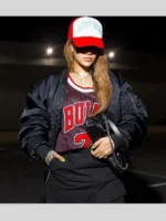 F1 Race Las Vegas Rihanna Black Bomber Jacket