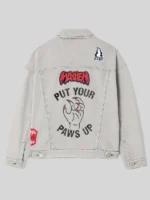 Lady Gaga Mayhem Put Your Paws Up Patches Grey Jacket