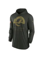 Mens Los Angeles Rams Nike Forest Green 2025 Salute to Service Sideline Dri-FIT Lightweight Hooded Pullover