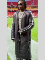 Monday Night Football Gunna Black Leather Coat