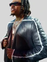 Monday Night Football Gunna Black Leather Long Jacket