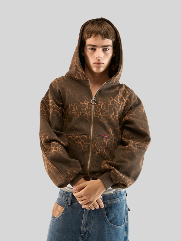 Buy Scuffers Leopard Hoodie | Scff Leopard Zipper Hoodie