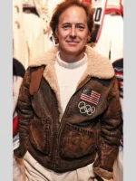 2026 Winter Olympics Team USA Brown Leather Flight Jacket