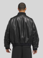 Adidas Originals x Willy Chavarria Black Bomber Leather Jacket